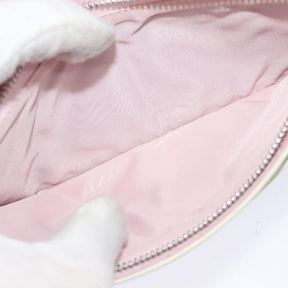 Christian Dior Chain Wallet Leather White Silver Auth bs22820