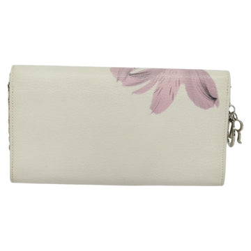 Christian Dior Chain Wallet Leather White Silver Auth bs22820 - 0