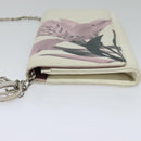 Christian Dior Chain Wallet Leather White Silver Auth bs22820-3