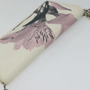 Christian Dior Chain Wallet Leather White Silver Auth bs22820-6