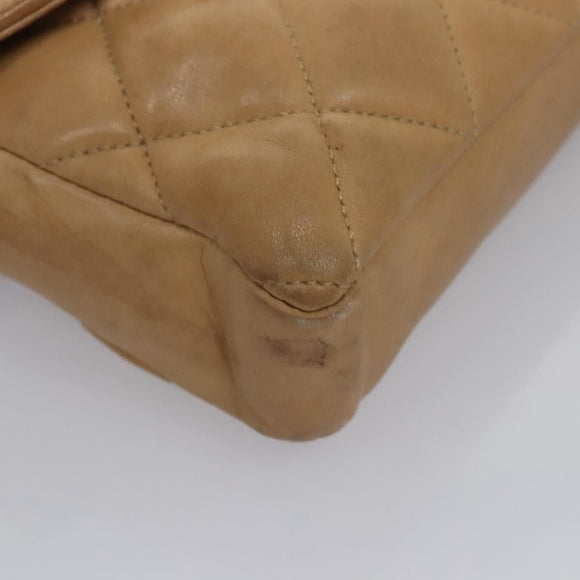CHANEL Matelasse Chain Waist bag Lamb Skin Beige Gold CC Auth bs22827