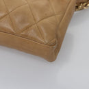 CHANEL Matelasse Chain Waist bag Lamb Skin Beige Gold CC Auth bs22827-16