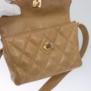 CHANEL Matelasse Chain Waist bag Lamb Skin Beige Gold CC Auth bs22827-19