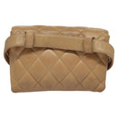 CHANEL Matelasse Chain Waist bag Lamb Skin Beige Gold CC Auth bs22827-2