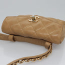 CHANEL Matelasse Chain Waist bag Lamb Skin Beige Gold CC Auth bs22827-6