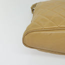 CHANEL Matelasse Chain Shoulder Bag Lamb Skin Beige Gold CC Auth bs22830-9