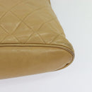 CHANEL Matelasse Chain Shoulder Bag Lamb Skin Beige Gold CC Auth bs22830-17