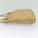 CHANEL Matelasse Chain Shoulder Bag Lamb Skin Beige Gold CC Auth bs22830-3