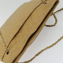 CHANEL Matelasse Chain Shoulder Bag Lamb Skin Beige Gold CC Auth bs22830-6