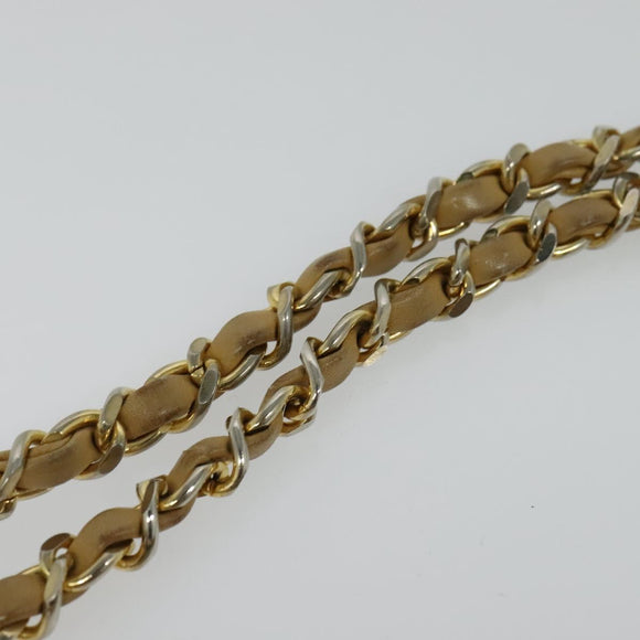 CHANEL Matelasse Chain Shoulder Bag Lamb Skin Beige Gold CC Auth bs22830