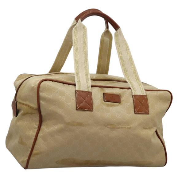 GUCCI GG Canvas Boston Bag Nylon Beige 153240 Auth bs22834