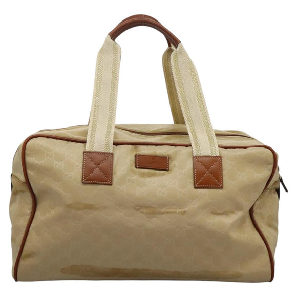 GUCCI GG Canvas Boston Bag Nylon Beige 153240 Auth bs22834