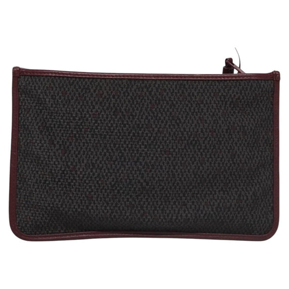 SAINT LAURENT Pouch PVC Leather Gray Auth bs22836