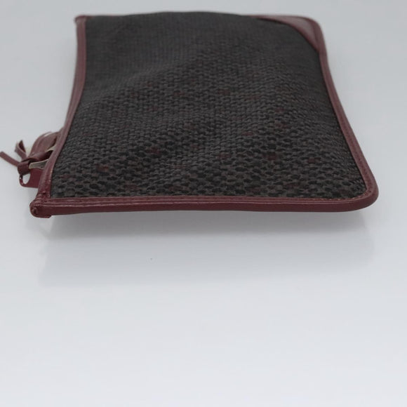 SAINT LAURENT Pouch PVC Leather Gray Auth bs22836