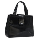 Salvatore Ferragamo Vala Hand Bag Enamel Black Auth bs22866-1
