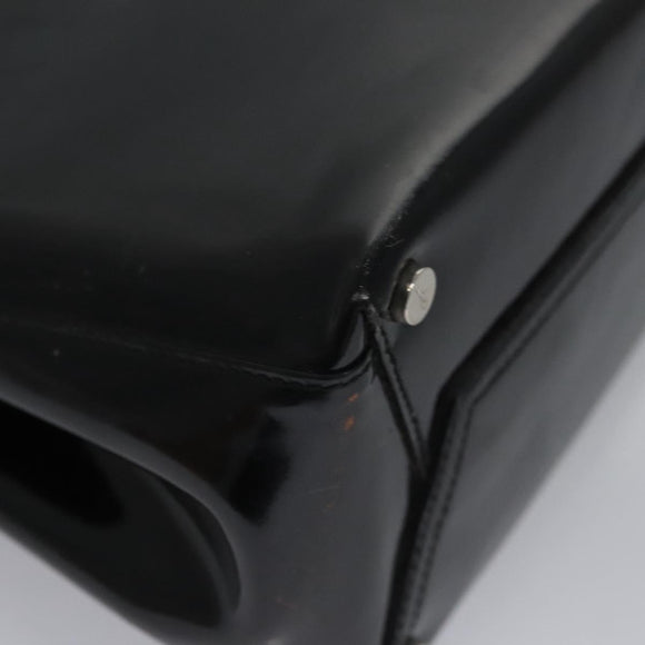 Salvatore Ferragamo Vala Hand Bag Enamel Black Auth bs22866