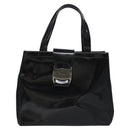 Salvatore Ferragamo Vala Hand Bag Enamel Black Auth bs22866-13