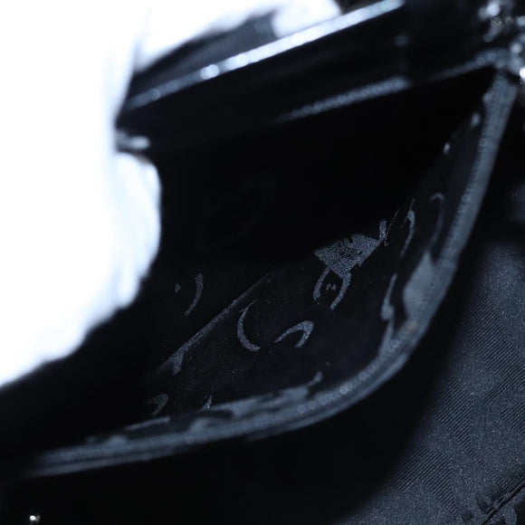 Salvatore Ferragamo Vala Hand Bag Enamel Black Auth bs22866