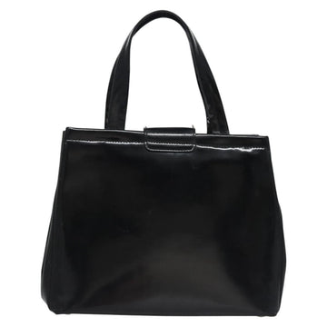 Salvatore Ferragamo Vala Hand Bag Enamel Black Auth bs22866 - 0
