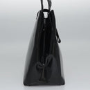 Salvatore Ferragamo Vala Hand Bag Enamel Black Auth bs22866-4