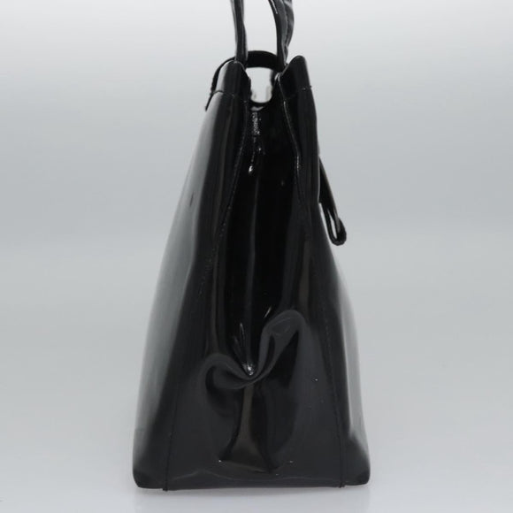 Salvatore Ferragamo Vala Hand Bag Enamel Black Auth bs22866