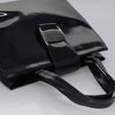 Salvatore Ferragamo Vala Hand Bag Enamel Black Auth bs22866-6
