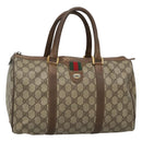 GUCCI GG Supreme Web Sherry Line Boston Bag PVC Beige Green Red Auth bs22874-1