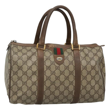 GUCCI GG Supreme Web Sherry Line Boston Bag PVC Beige Green Red Auth bs22874