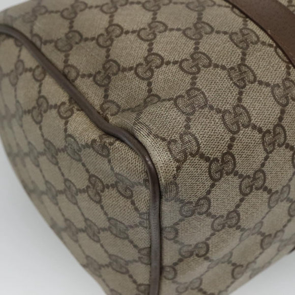 GUCCI GG Supreme Web Sherry Line Boston Bag PVC Beige Green Red Auth bs22874