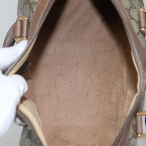 GUCCI GG Supreme Web Sherry Line Boston Bag PVC Beige Green Red Auth bs22874