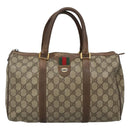 GUCCI GG Supreme Web Sherry Line Boston Bag PVC Beige Green Red Auth bs22874-13