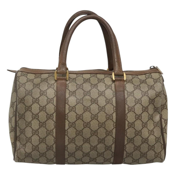 GUCCI GG Supreme Web Sherry Line Boston Bag PVC Beige Green Red Auth bs22874