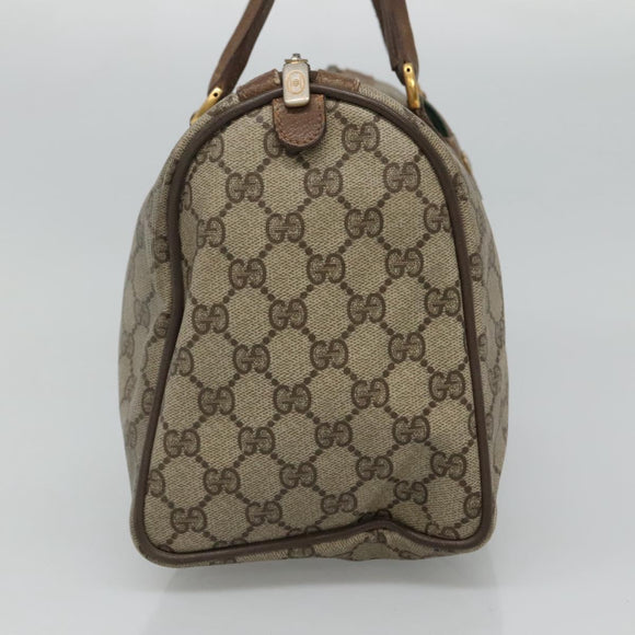 GUCCI GG Supreme Web Sherry Line Boston Bag PVC Beige Green Red Auth bs22874
