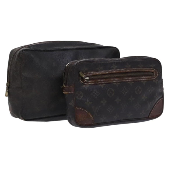 LOUIS VUITTON Monogram Clutch Bag 2Set LV Auth bs22909