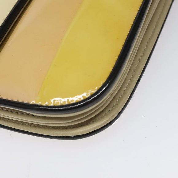 CHANEL Chain Shoulder Bag Patent leather Yellow Gold CC Auth bs22911