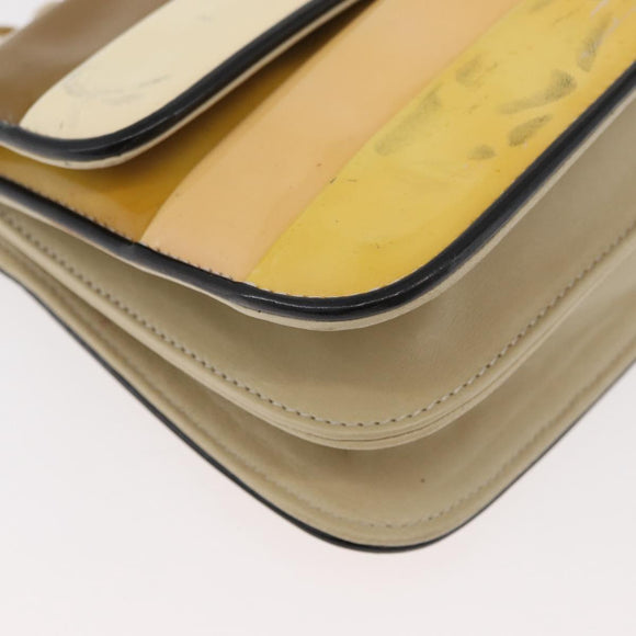 CHANEL Chain Shoulder Bag Patent leather Yellow Gold CC Auth bs22911
