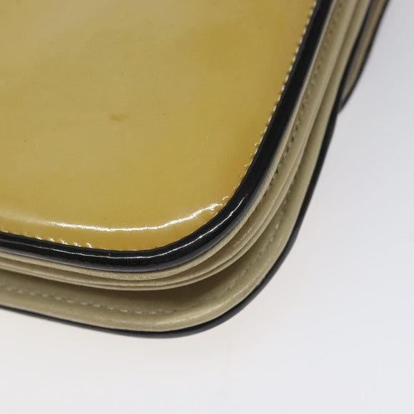CHANEL Chain Shoulder Bag Patent leather Yellow Gold CC Auth bs22911