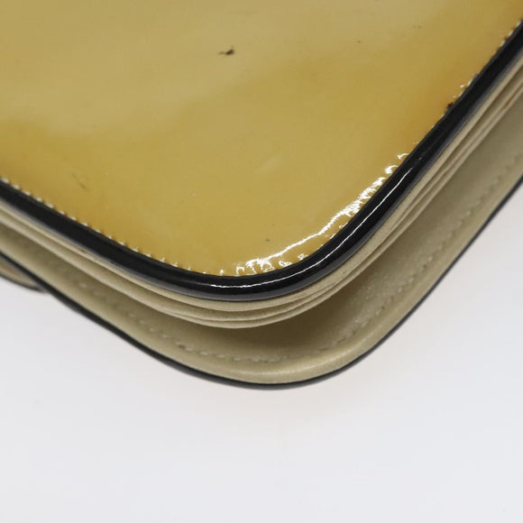 CHANEL Chain Shoulder Bag Patent leather Yellow Gold CC Auth bs22911