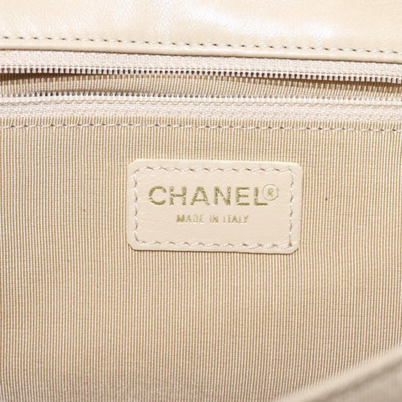 CHANEL Chain Shoulder Bag Patent leather Yellow Gold CC Auth bs22911