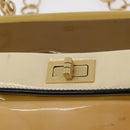 CHANEL Chain Shoulder Bag Patent leather Yellow Gold CC Auth bs22911-11