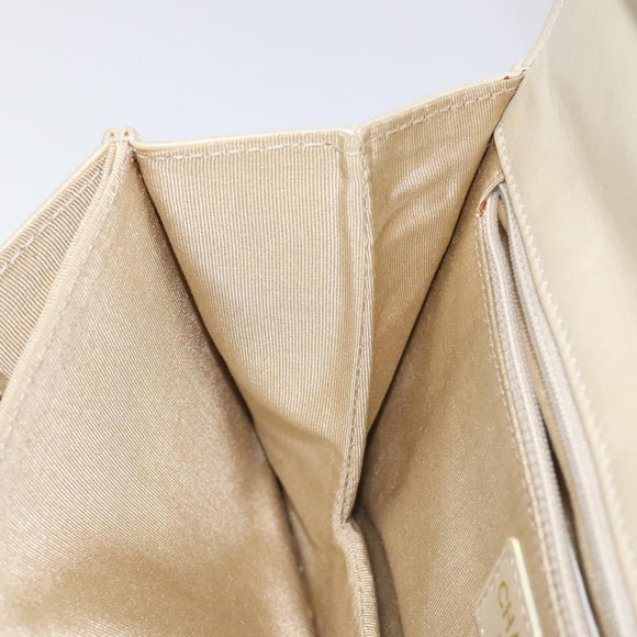 CHANEL Chain Shoulder Bag Patent leather Yellow Gold CC Auth bs22911