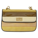 CHANEL Chain Shoulder Bag Patent leather Yellow Gold CC Auth bs22911-13