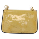 CHANEL Chain Shoulder Bag Patent leather Yellow Gold CC Auth bs22911-2