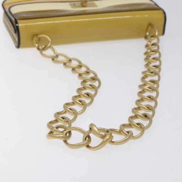 CHANEL Chain Shoulder Bag Patent leather Yellow Gold CC Auth bs22911