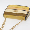 CHANEL Chain Shoulder Bag Patent leather Yellow Gold CC Auth bs22911-7