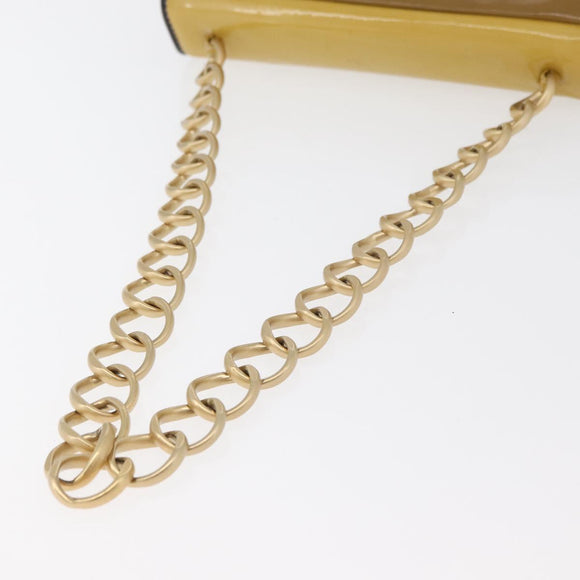 CHANEL Chain Shoulder Bag Patent leather Yellow Gold CC Auth bs22911