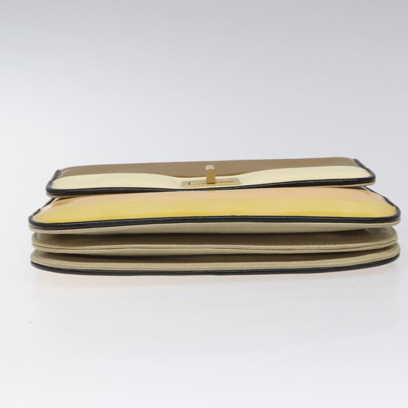 CHANEL Chain Shoulder Bag Patent leather Yellow Gold CC Auth bs22911