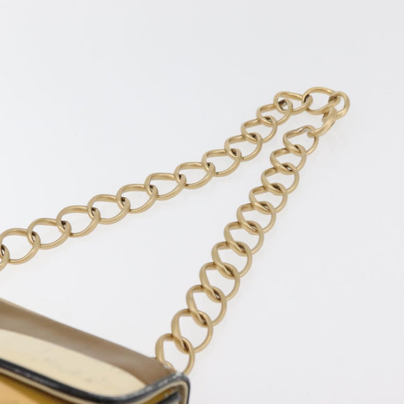 CHANEL Chain Shoulder Bag Patent leather Yellow Gold CC Auth bs22911
