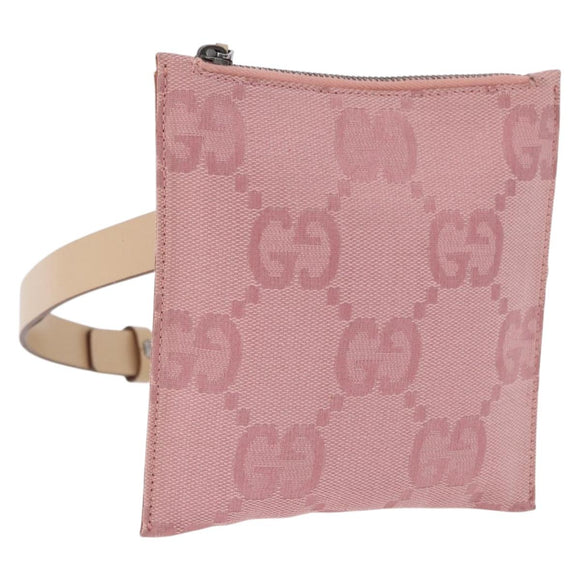 GUCCI GG Canvas Waist bag Pink Silver 037 1312 Auth bs22943