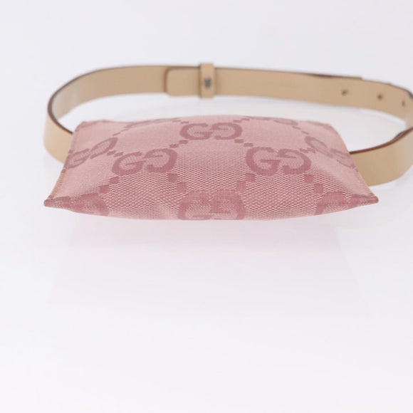 GUCCI GG Canvas Waist bag Pink Silver 037 1312 Auth bs22943